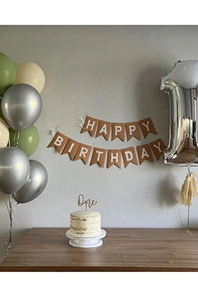 ATAKENT PARTİ 1 Yaş Doğum Günü Konsept Balon Seti Happy Birthday Banner Kraft