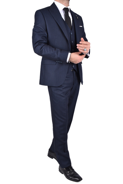 Carutte CRT 330 DESENLİ SLİMFİT YELEKLİ TAKIM ELBİSE