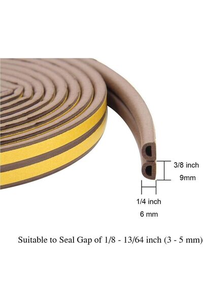 Dekals Kapı ve Pencere Bandı İzolasyon Fitili Kauçuk 20 X 2 =40 mt (2li Fitil)
