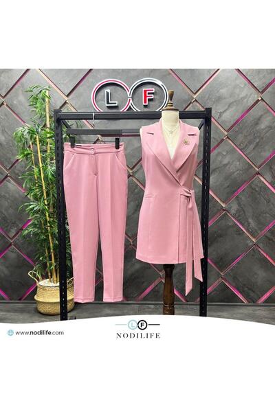 nodilife Bağlamalı Yelekli Takım Gül Kurusu