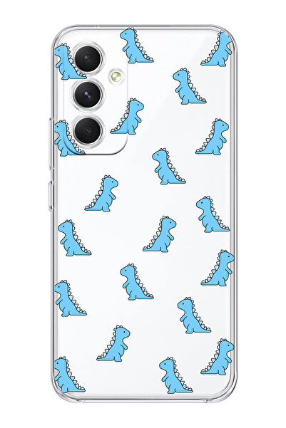 shoptocase Galaxy A34 5g Uyumlu Mavi Dinazor Desenli Şeffaf Telefon Kılıfı