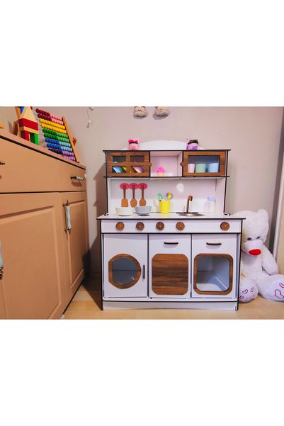 bahadır grup Oyuncak Mutfak, Ahşap Oyuncak Mutfak, 6.4 MM MDF, Montessori Mut...