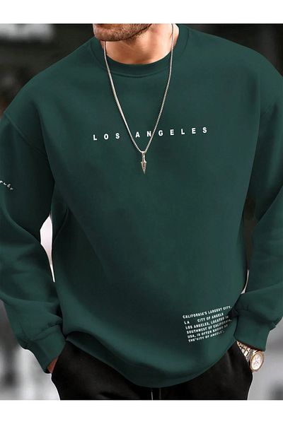 MOONBULL Pánská oversize mikina Los Angeles s pravým rukávem a levým pasem s potiskem