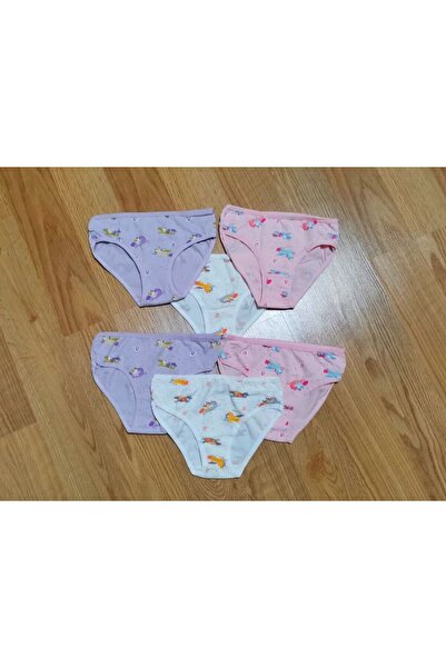 Kız Çocuk Slip 6'lı Paket Perili, Karışık Renkli, Pamuklu Kız Çocuk Slip