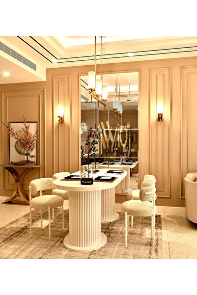 AVVİO Lizy Beyaz Bohem Lake Mdf 80x160 Yemek Masası Mutfak Masası Ofis Masası Masa Sandalye Takımı