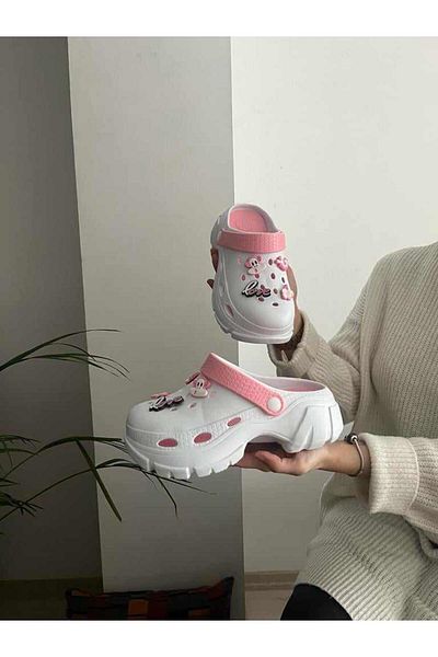 Behtah Kundura Χοντρή ψηλή σόλα Full Orthopedic Nurse Doctor Seaside Slippers με 8 τεμάχια σταυρωτό στολίδι δώρο