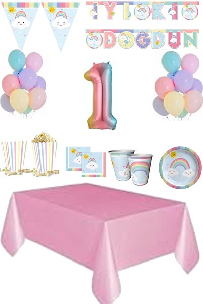 DÜVENCİ TİCARET Σετ πάρτι με θέμα το ουράνιο τόξο για γενέθλια