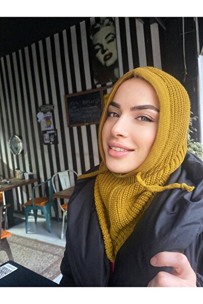 Nilbutik Μαύρο Balaclava με ραβδώσεις πλεκτό καπέλο Beanie