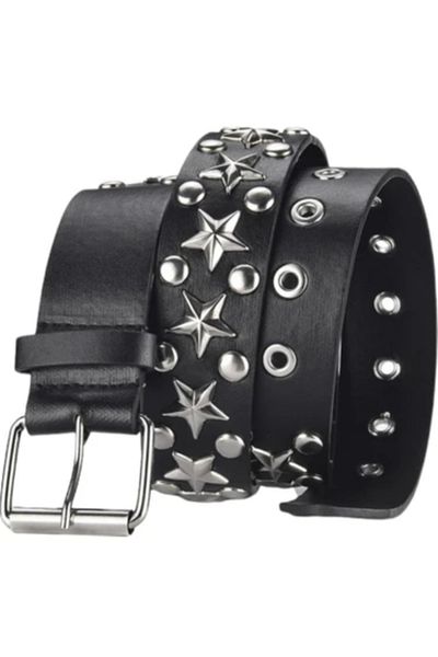Köstebek Star Studded Gothic Faux Leather Belt