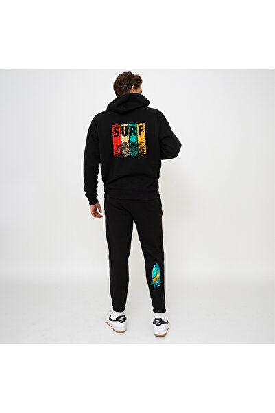 donamod Σετ ανδρικής φόρμας με κουκούλα μαύρου σερφ