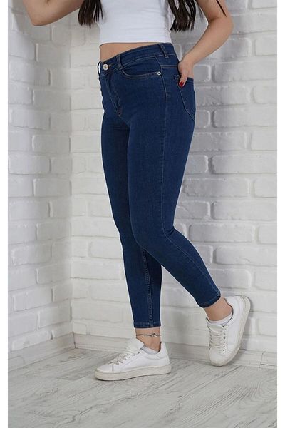 QİSSO Blugi albaștri skinny cu talie înaltă din Lycra
