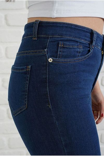 QİSSO Blugi albaștri skinny cu talie înaltă din Lycra