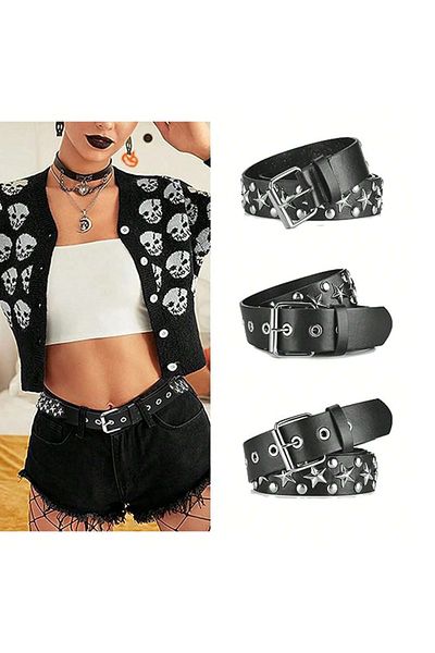 Köstebek Gothic Punk Star Studded Belt