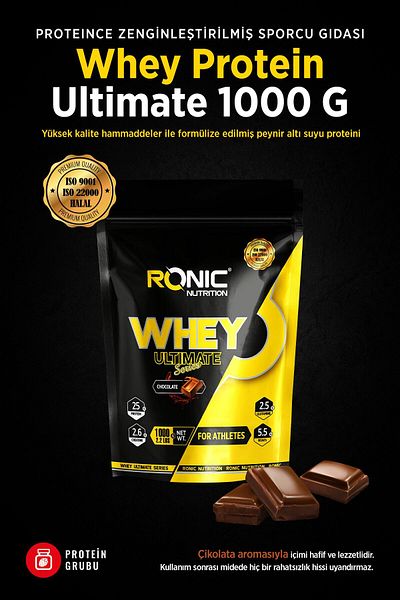 Ronic Nutrition Whey Protein Powder Ultimate 1000 G Protein Powder for Muscle Building (CHOCOLATE AROMAL) Hd-01