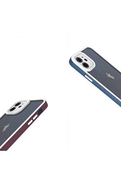 Rivor Apple iPhone 12 Uyumlu Kılıf Kamera Korumalı Kenarlar Renkli Arkası Mat Sert TPU Silikon Kapak