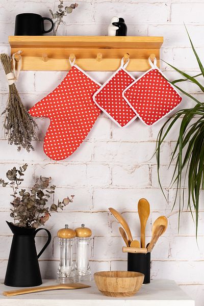 Morlay 3-Piece Oven Gloves and Pot Holder Kitchen Set & 220 Degree Heat Resistant