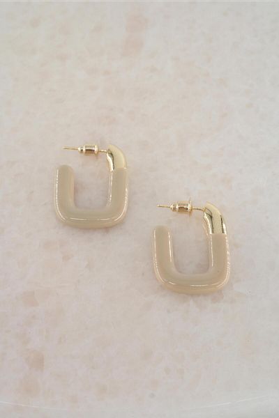 By Zeyna Aksesuar Women's Vip Series Rectangular Model Enameled Earring Set