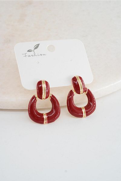 By Zeyna Aksesuar Women's Vip Series Dangle Enamel Earring Set