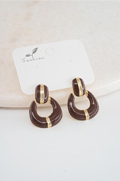 By Zeyna Aksesuar Women's Vip Series Dangle Enamel Earring Set