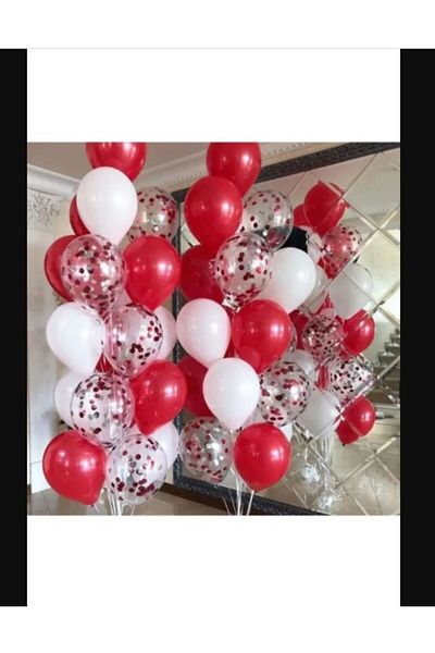 PartAntalya Valentine's Day Mixed Confetti Balloon Set 50 Pieces