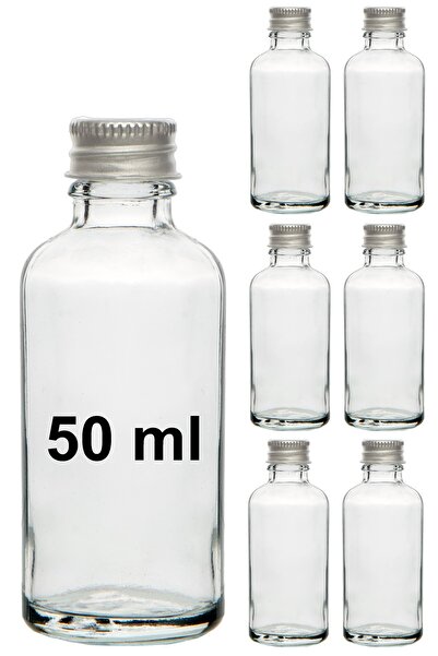 Milea 6 Adet Klasik Cam Shot Şişesi Sızdırmaz Metal Kapaklı Koku Çok Amaçlı Kavanoz 50ml