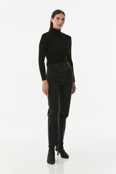 Fulla Moda Ribbed Stand Collar Knitwear Sweater
