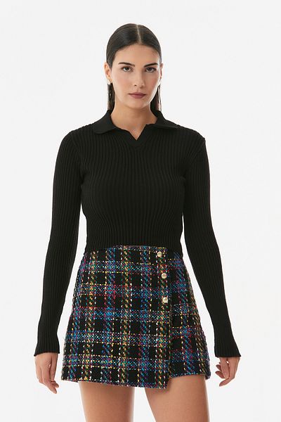 Fulla Moda Corded Polo Collar Knitwear Sweater