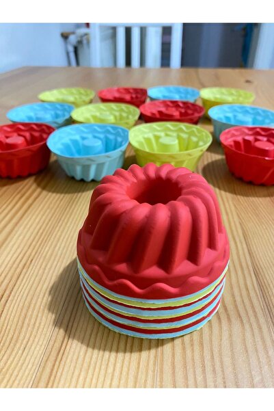 HOLLYHOME 24'lü Yıkanabilir Mini Chef Göbekli Muffin Pişirme Kalıbı, Silikon Kek, Cupcake, Hamur Işi Kap