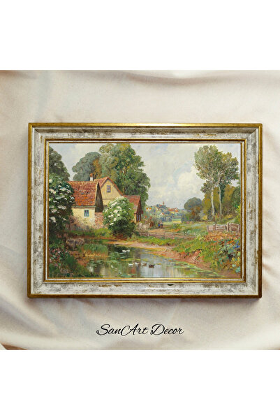 Sanart Vintage Painting with Frame, Oil Painting, Framed Painting, Artistic Decor, Landscape Painting