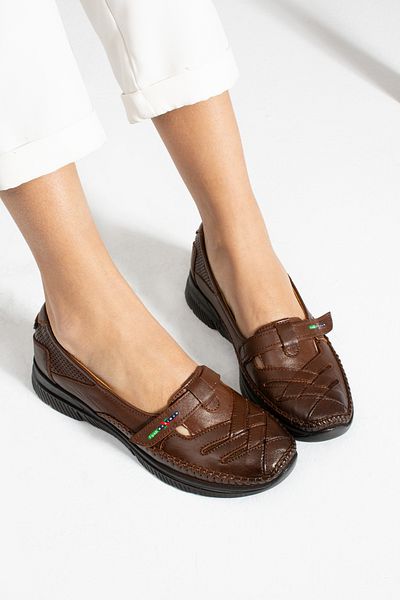 Forelli REAL LEATHER ORTHOPEDIC SOLE WOMEN'S DAILY SHOES COMFORTABLE SOLE WALKING SHOES MOTHER'S SHOES