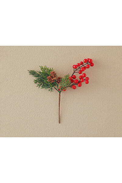 English Home Kokına Pinecone Tek Dal Yapay Çiçek Kırmızı