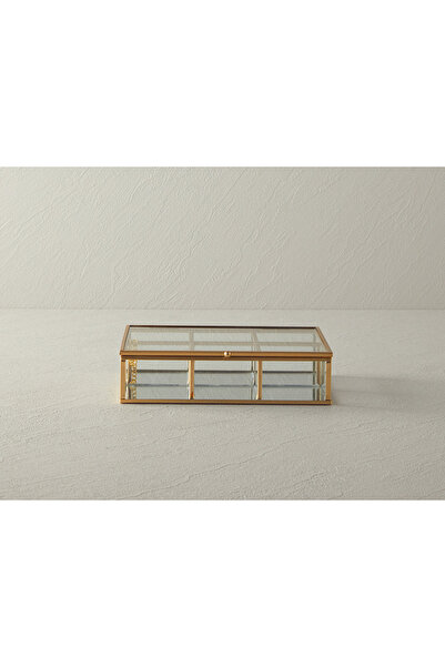 English Home Glossy Cam Bölmeli Takı Kutusu Gold