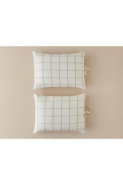 English Home Anthracite 2-Piece Pillow Case - Graph Check Yarn Painted