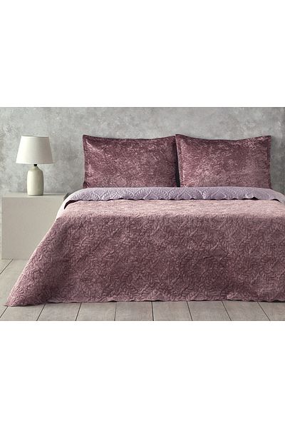 English Home Royal Charm Velvet Double Bedspread Set 200x220 cm Plum