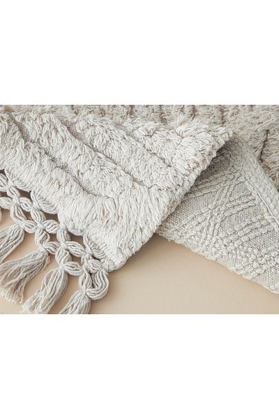 English Home Tassel Check Βαμβακερό πατάκι μπάνιου με φούντα Μπεζ