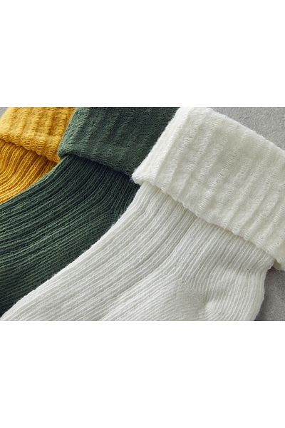 English Home 6-12 Months Baby Socks - White, Green and Mustard Set of 3