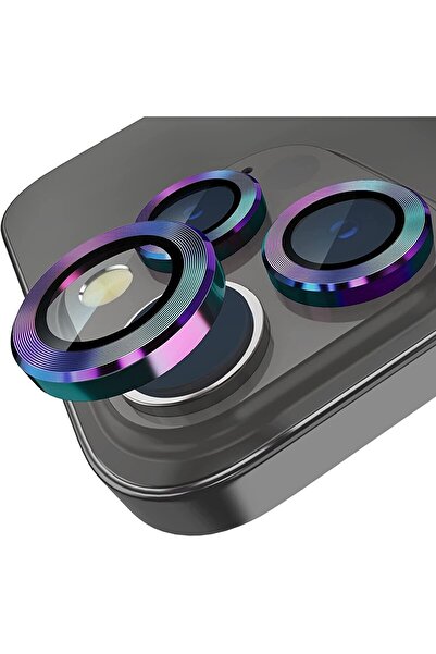 Fibaks iPhone 15 Pro/Pro Max ve 16 Pro/Pro Max Kamera Koruma Renkli Lens Koru...