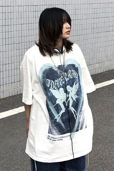 EFBUTİK White Unisex Ideverray Heart Angel Women's T-shirt