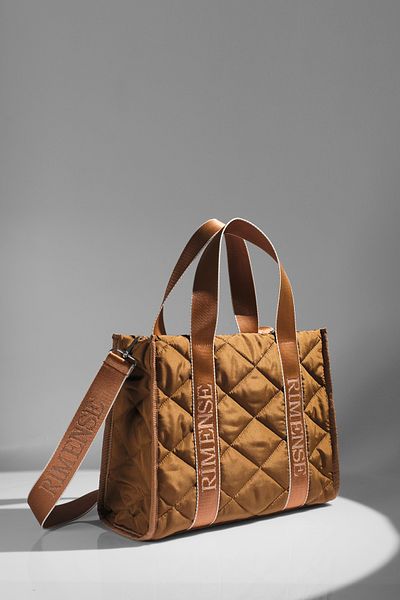 Rimense Women's Tan Quilted Lined Hand and Shoulder Bag