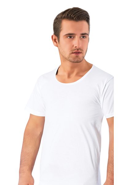 LÜXDRM 025 - 2 Pieces, Single Jersey Woven, Crew Neck, 100% Cotton, Short Sleeve Large Size Men's Undershirt