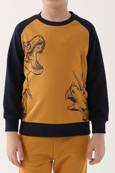 ROLY POLY Rp3189-2 Rolypoly Dinosaur Printed O Neck Tracksuit 2-8 Years Mustard