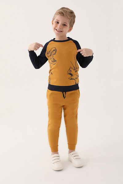 ROLY POLY Rp3189-2 Rolypoly Dinosaur Printed O φόρμα με λαιμόκοψη 2-8 ετών μουστάρδα