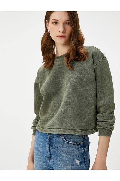 Koton Basic-Sweatshirt mit Rundhalsausschnitt, waschbar