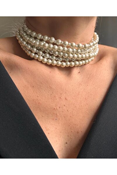 Rossetto Atelier Tasarım Çoklu İnci Choker Kolye