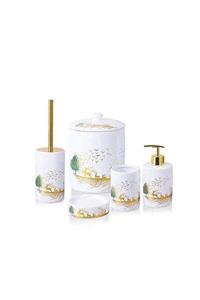 NERİVA PORSELEN Porselen 5 Parça Banyo Seti