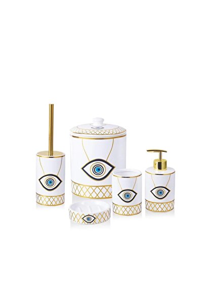 Genel Markalar Beyaz Porselen 5 Parça Banyo Seti 5 Parça Porselen