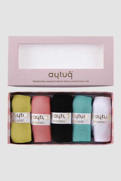 Aytuğ Women's Bamboo 5 Pairs Special Boxed Booties Socks 34260