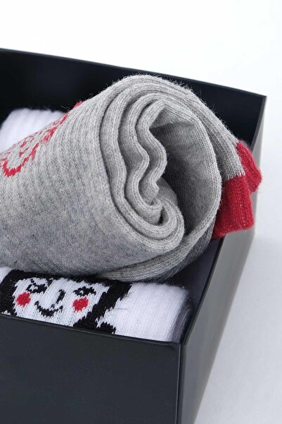 Aytuğ Women's Cotton 3 Pairs Special Boxed Multicolored Socks 41085 2