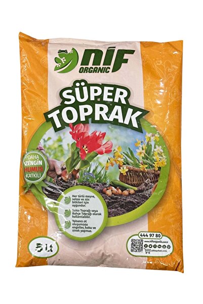 Nif Organik Süper Toprak Çiçek Bitki Fide Toprağı 5 Lt