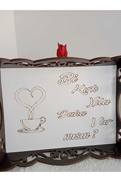 ALTINEL LAZER CNC hediyelik ahşap çay ve kahve tepsisi